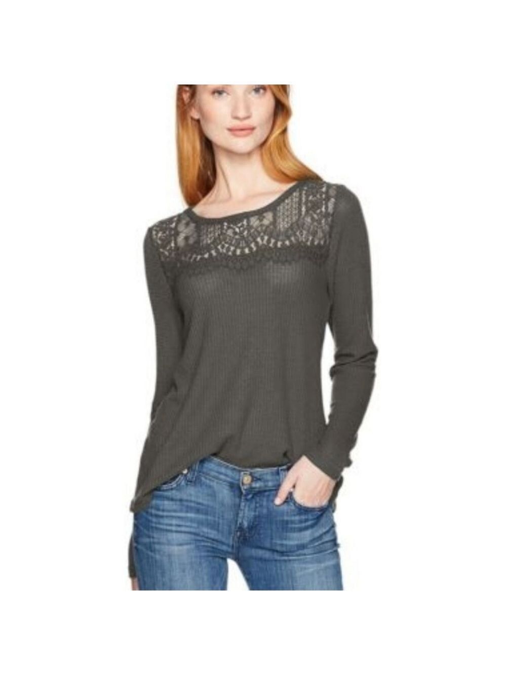 Lucky Brand Lace Trim Thermal Top